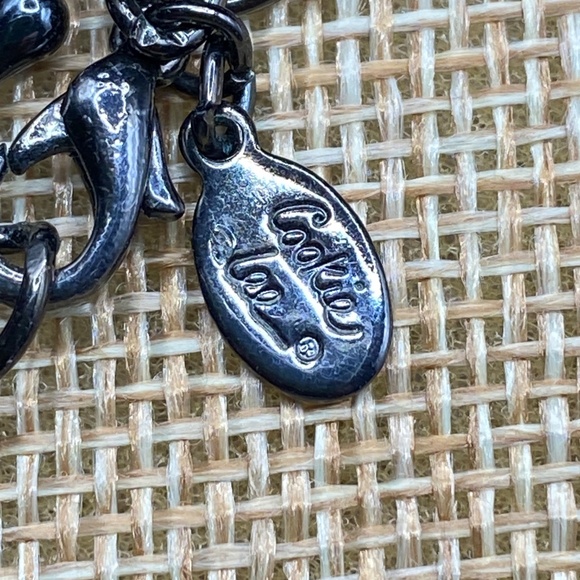 COOKIE LEE Blue Glass Beads Rhinestones Gunmetal Black Chain Statement Necklace - Picture 4 of 8